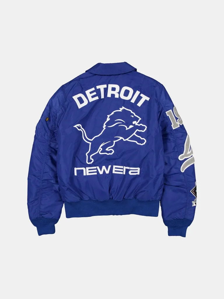 Alpha Industries MA-1 Detroit Lions geacă albastră ușoară