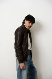 Mareus 615 geaca piele barbati cognac croc bomber