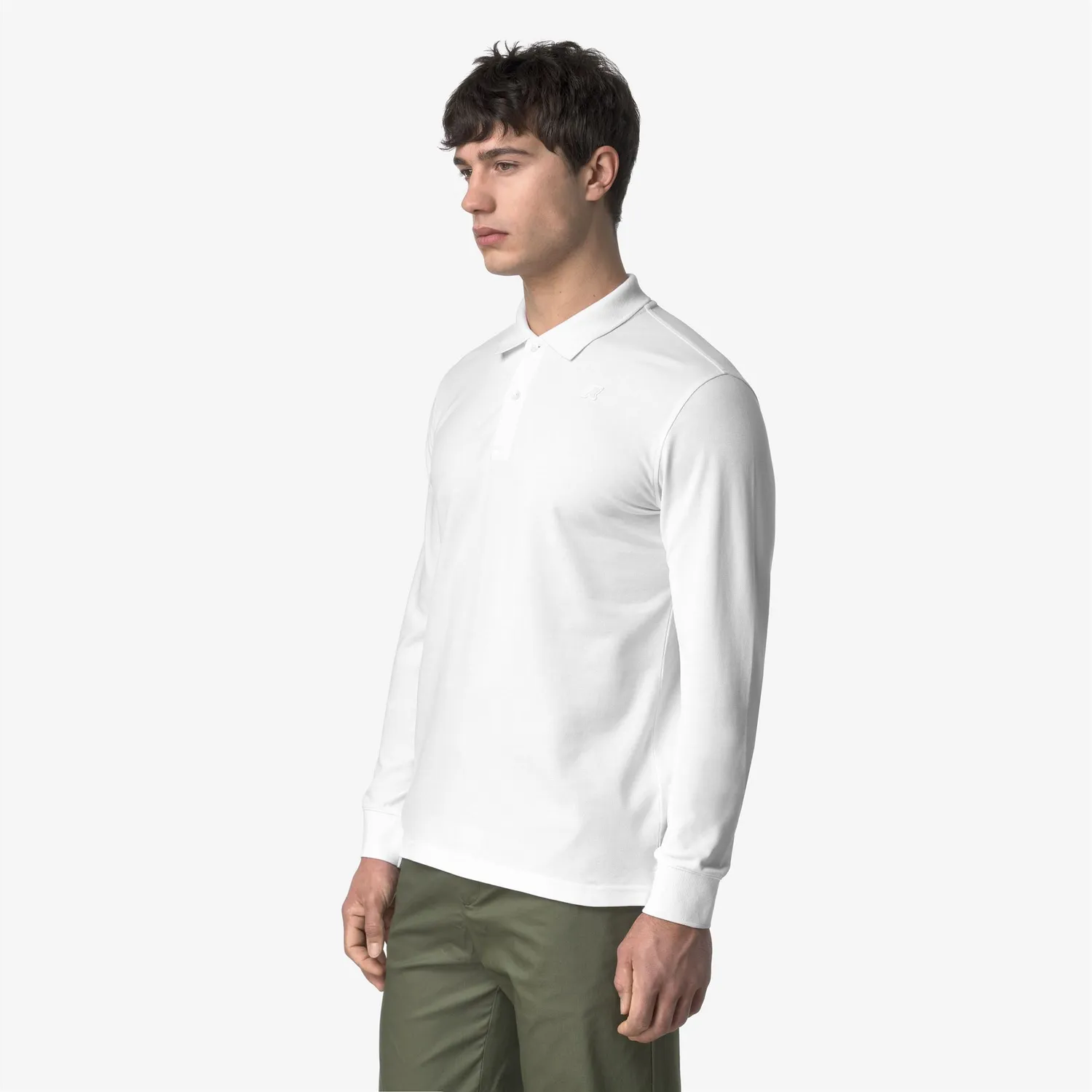 K-Way Monju Pique Slim polo barbati alb maneca lunga