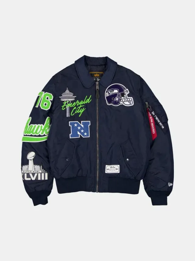 Alpha Industries MA-1 Seattle Seahawks geaca bomber navy intermediar