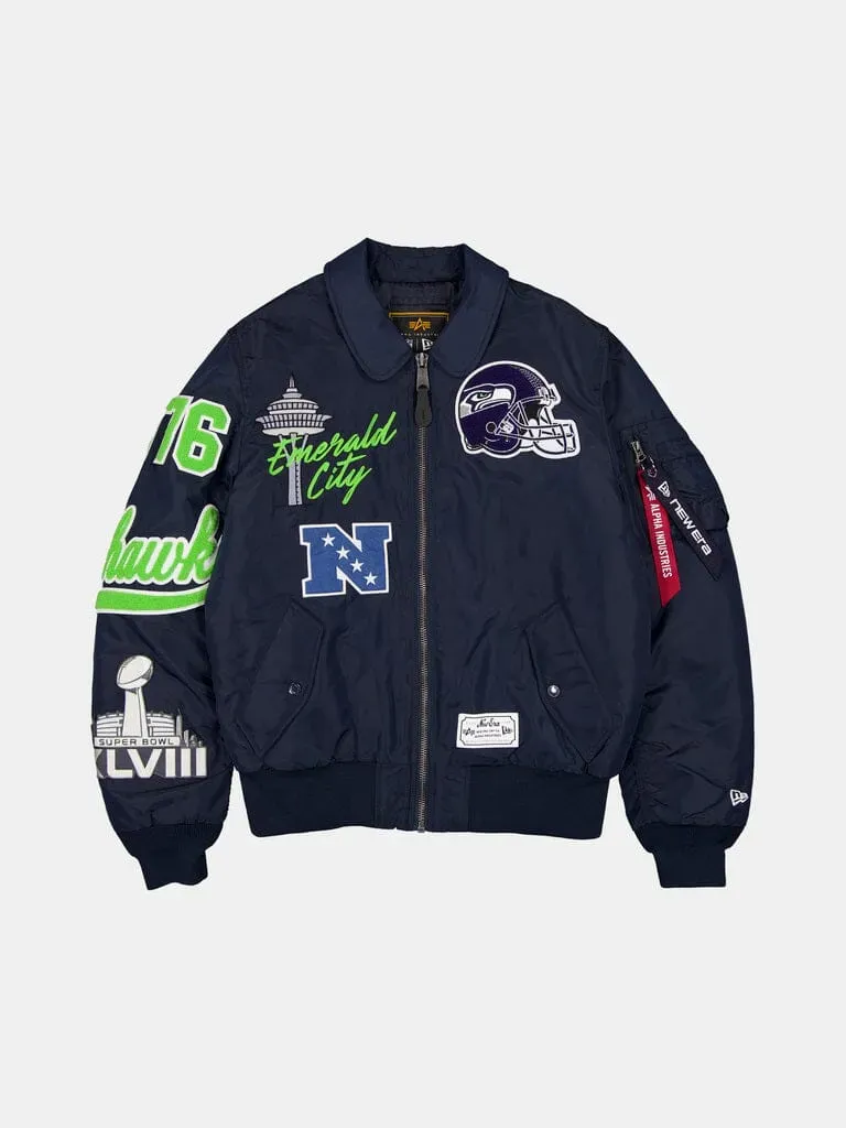 Alpha Industries MA-1 Seattle Seahawks geaca bomber navy intermediar