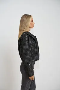 Mareus Diamond Black 660 geacă piele neagră crop