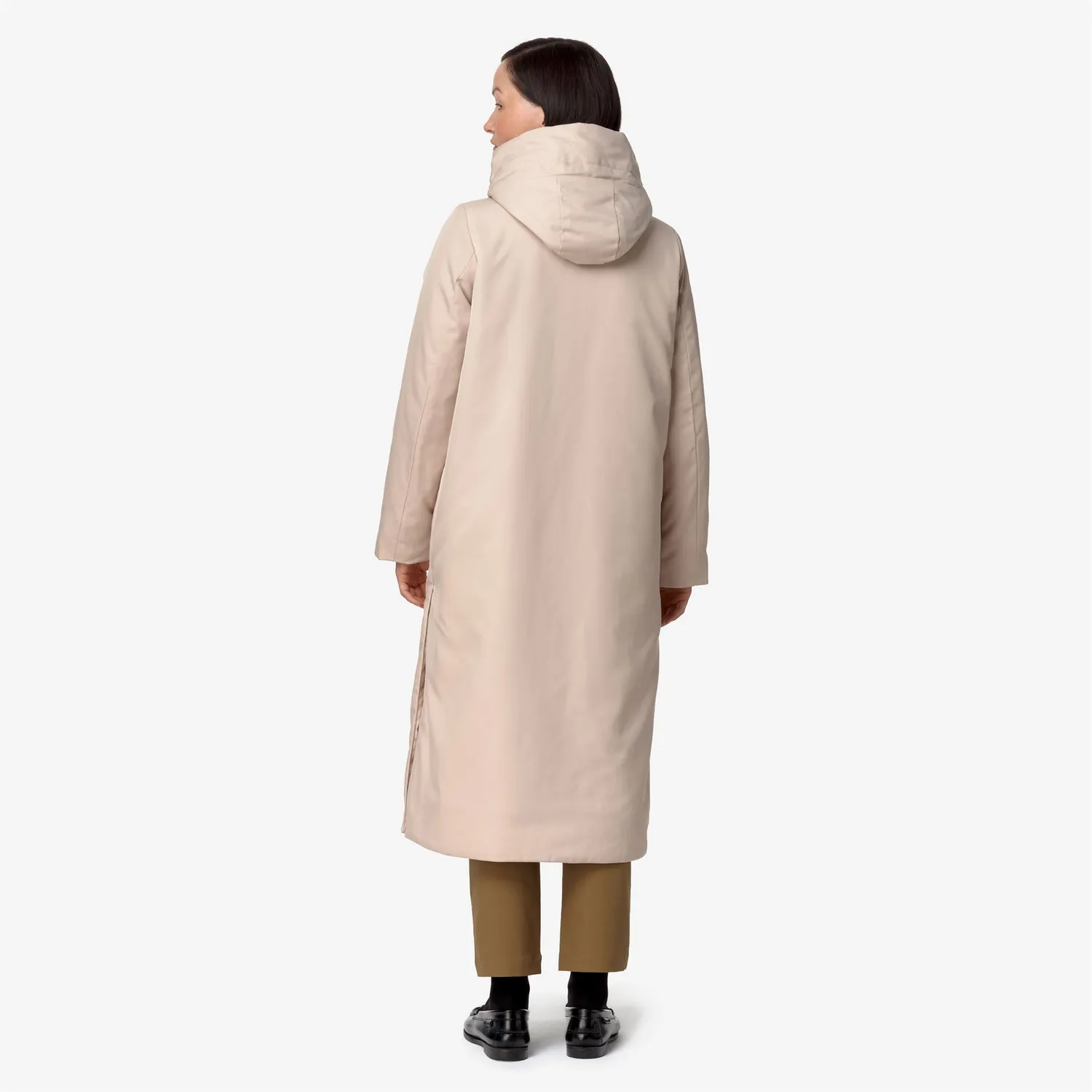 K-Way Oller Twill Fur palton lung roz căptușeală groasă