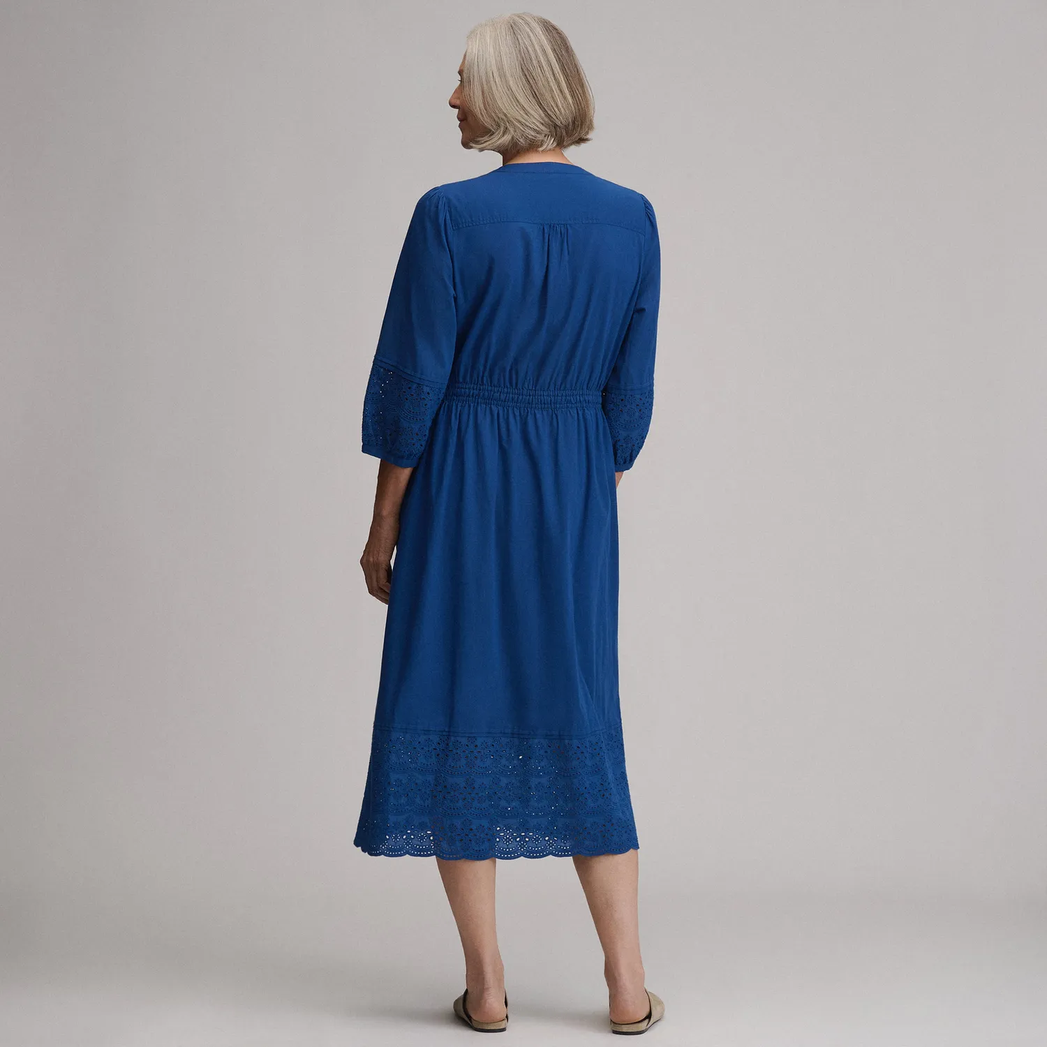 Eddie Bauer rochie Eyelet Royal cu cordon maneca 3/4