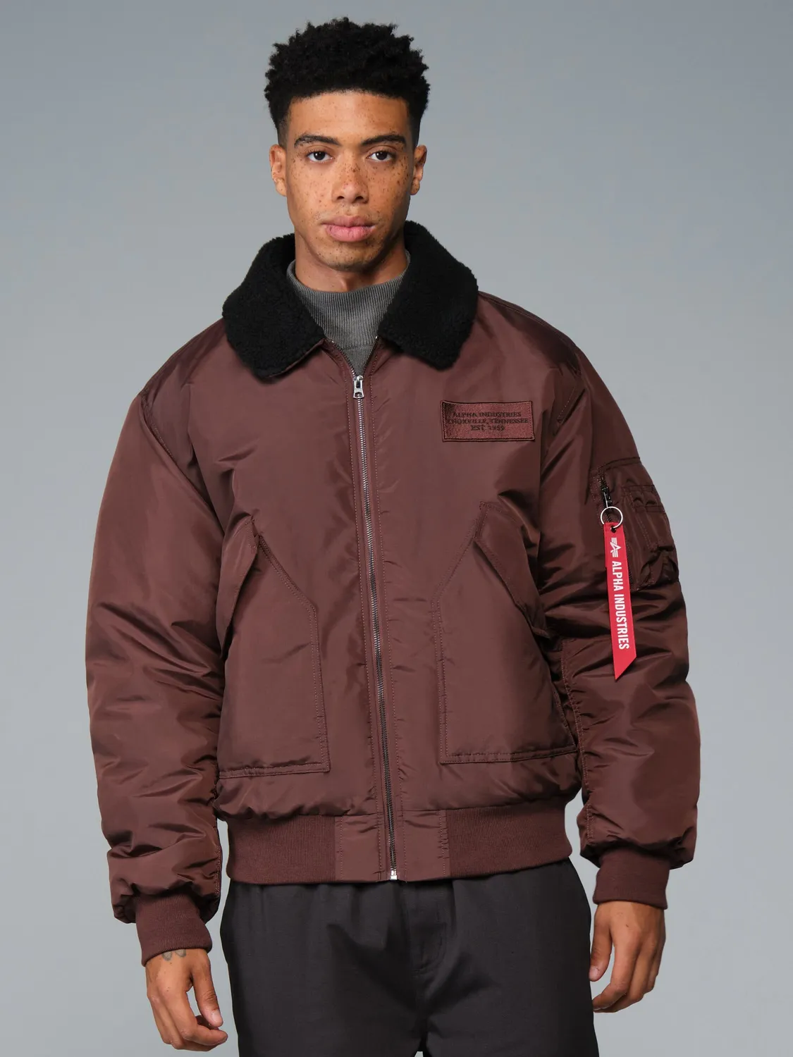 Alpha Industries CWU 45/P geaca bomber neagra Sherpa