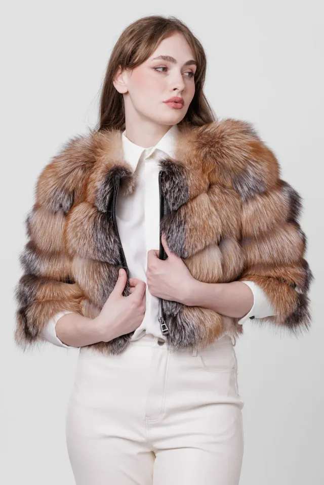 Mareus Brown Frost 246 haină vulpe polară scurtă 45 cm