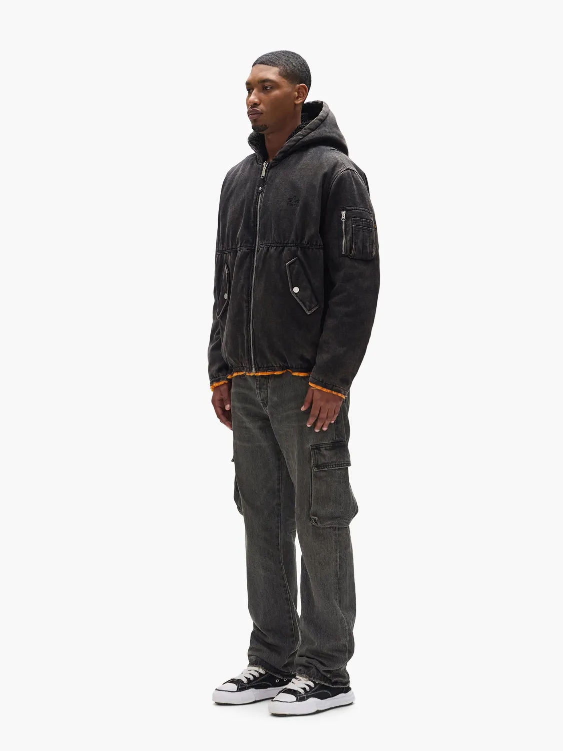 Purple x Alpha Hooded Bomber palton negru călduros