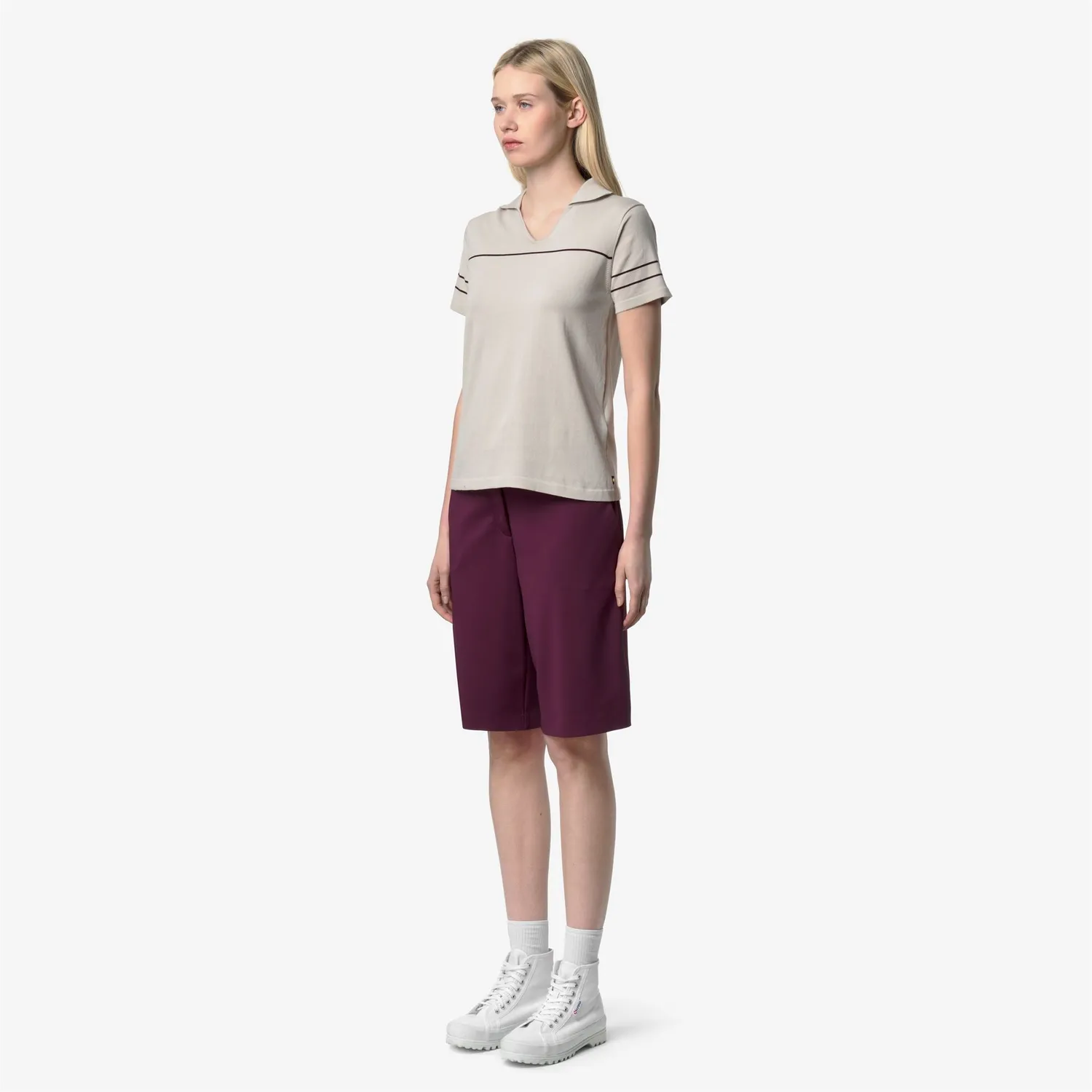 K-Way Mazardy Stripes polo tricot bej dungi