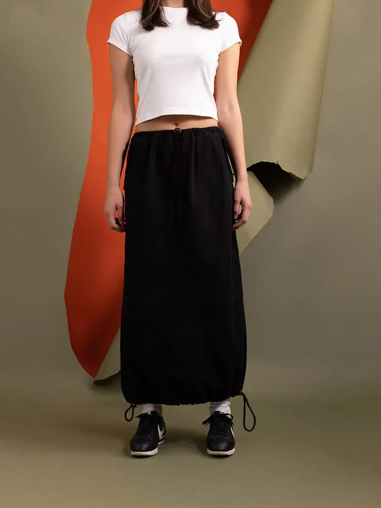 Alpha Industries fusta lunga neagra dama bumbac cu cordon