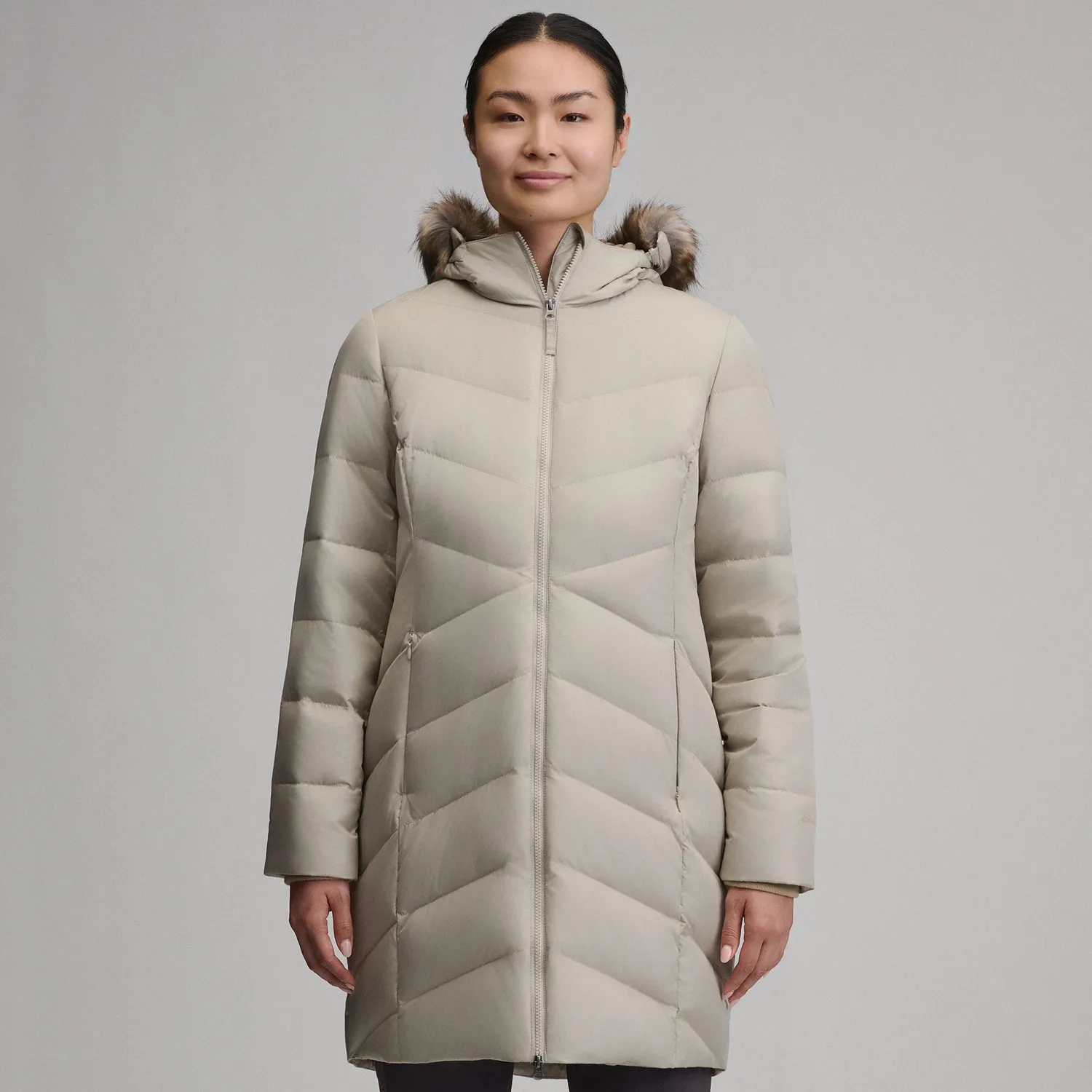 Eddie Bauer Classic Down Parka palton puf damă negru lung