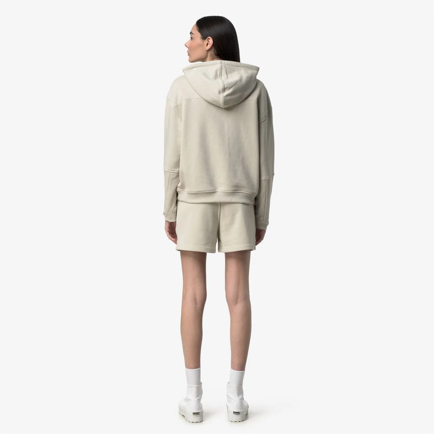 K-Way Ninette Poly Cotton hanorac dama bej gluga usoara