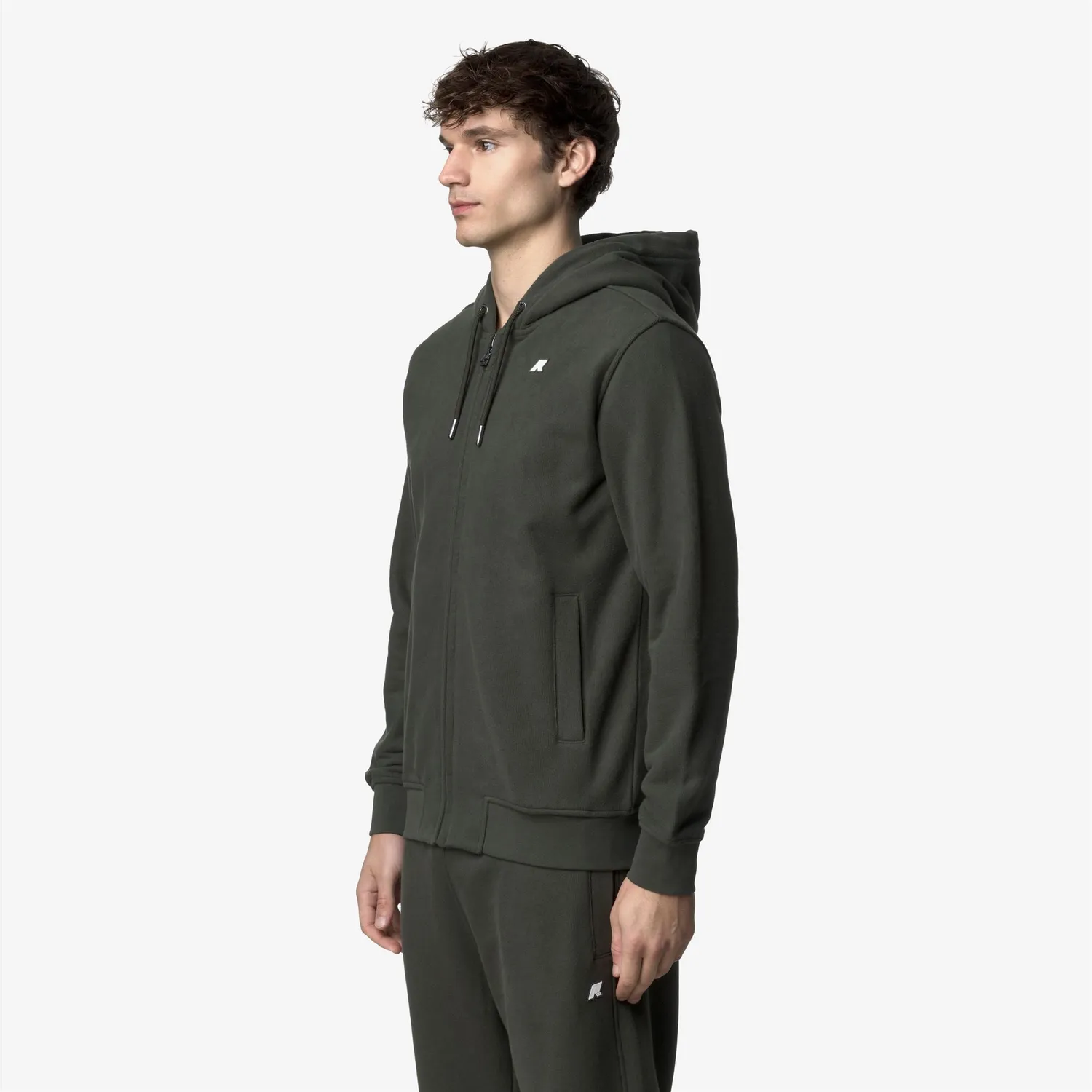 K-Way Anthony Heavy Fleece jachetă verde cu glugă