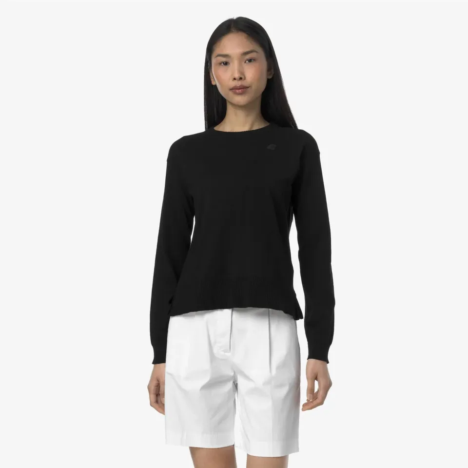 K-Way Domitine Cotton pulover dama Black Pure bumbac crop