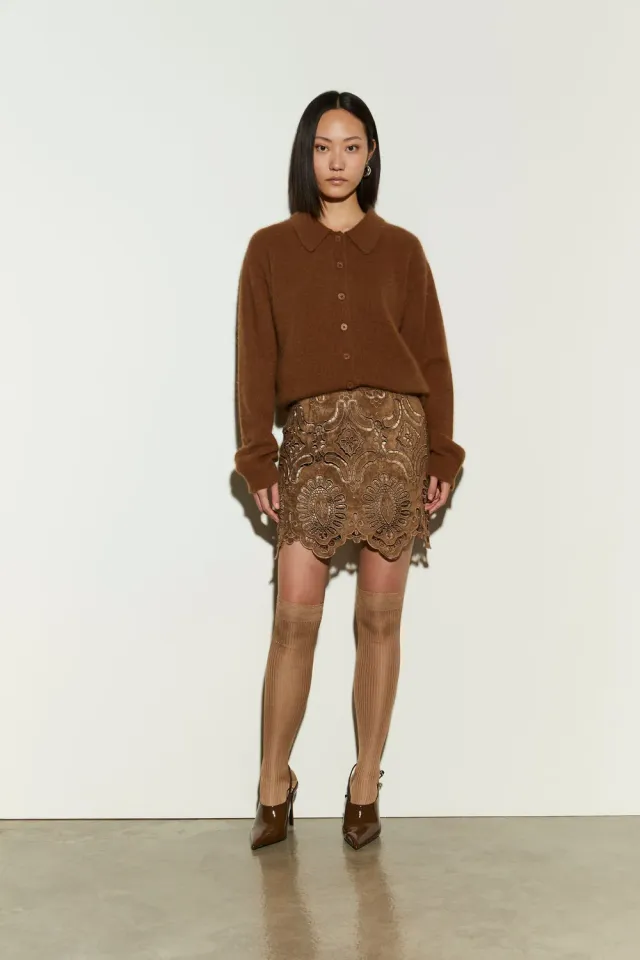 Isabelle Blanche fustă mini eco-suede dune M