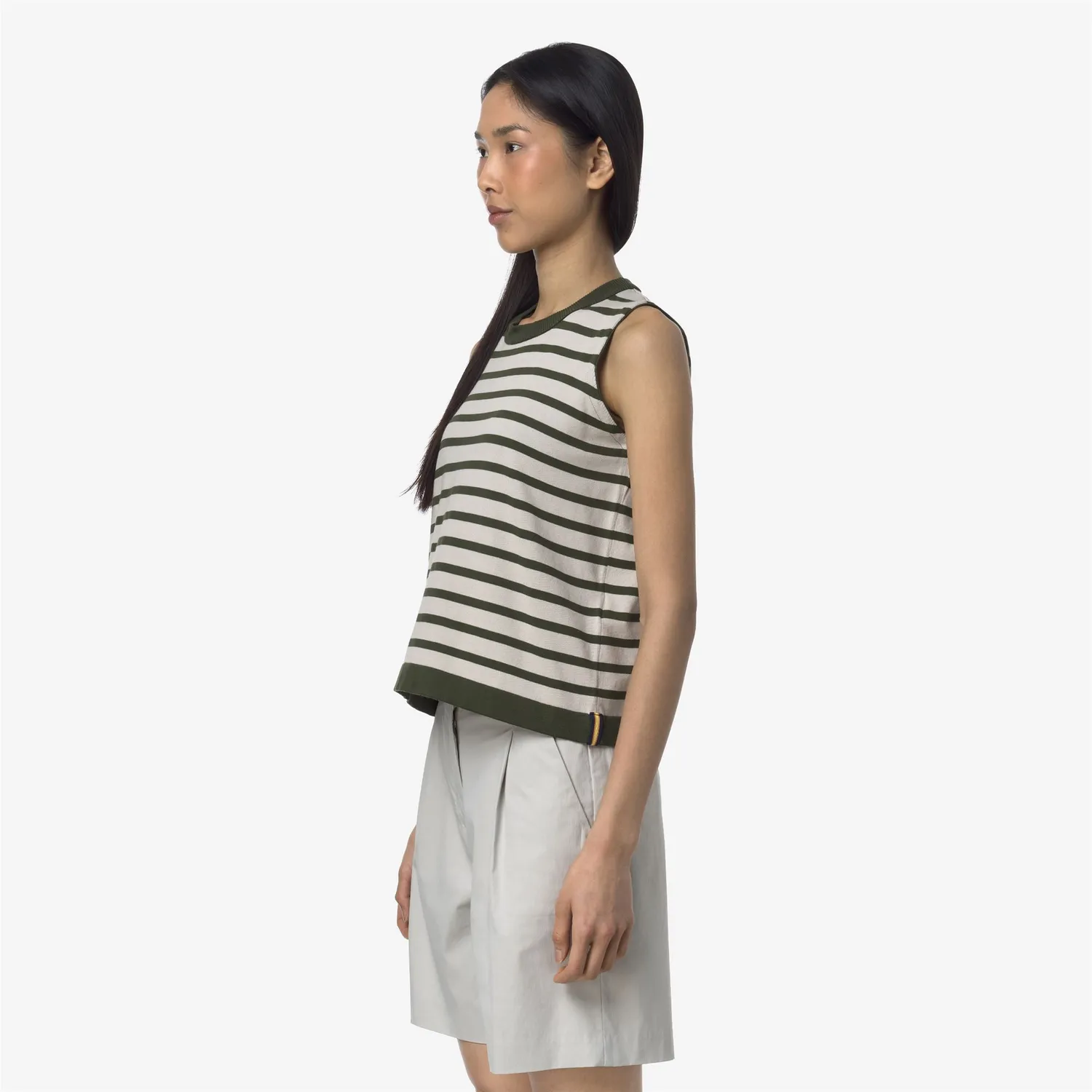 K-Way Geri Stripes vesta dama bej-verde dungi