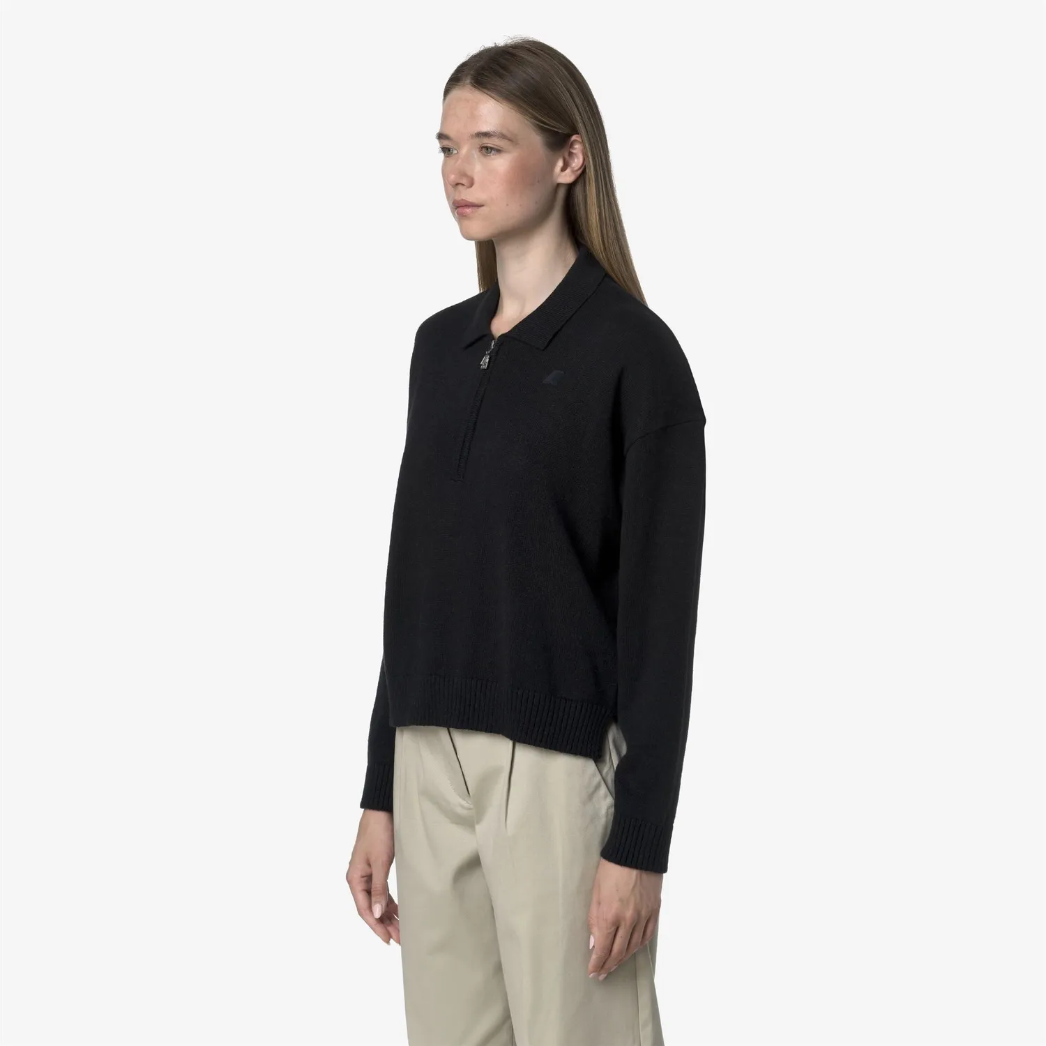 K-Way Gramarnier Cotton Cashmere pulover negru melange calduros