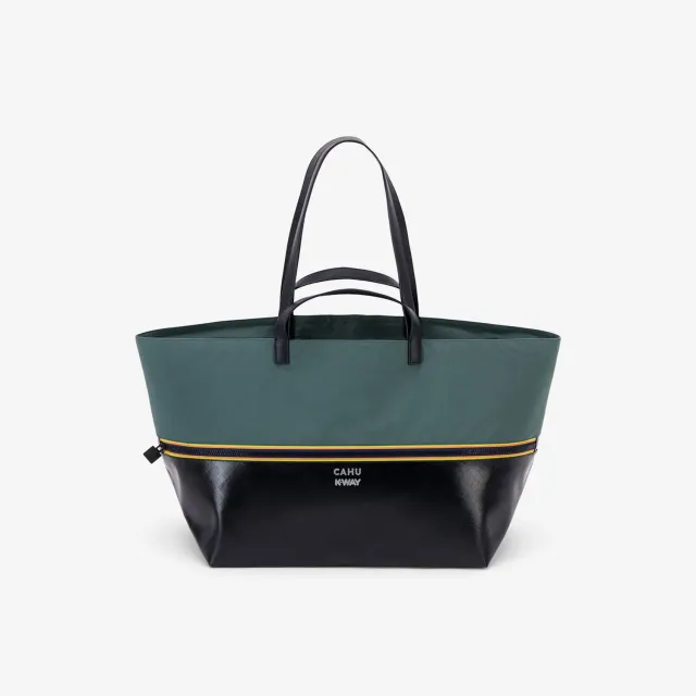 K-Way Pratique Medium geanta tote negru-verde 65 cm