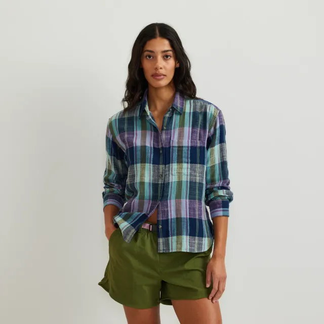 Eddie Bauer Cotton Slub camasa dama carouri roz