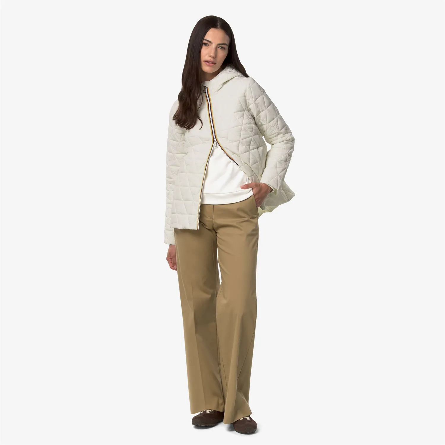 K-Way Madlaine Diamond Quilted Warm geacă alb natural