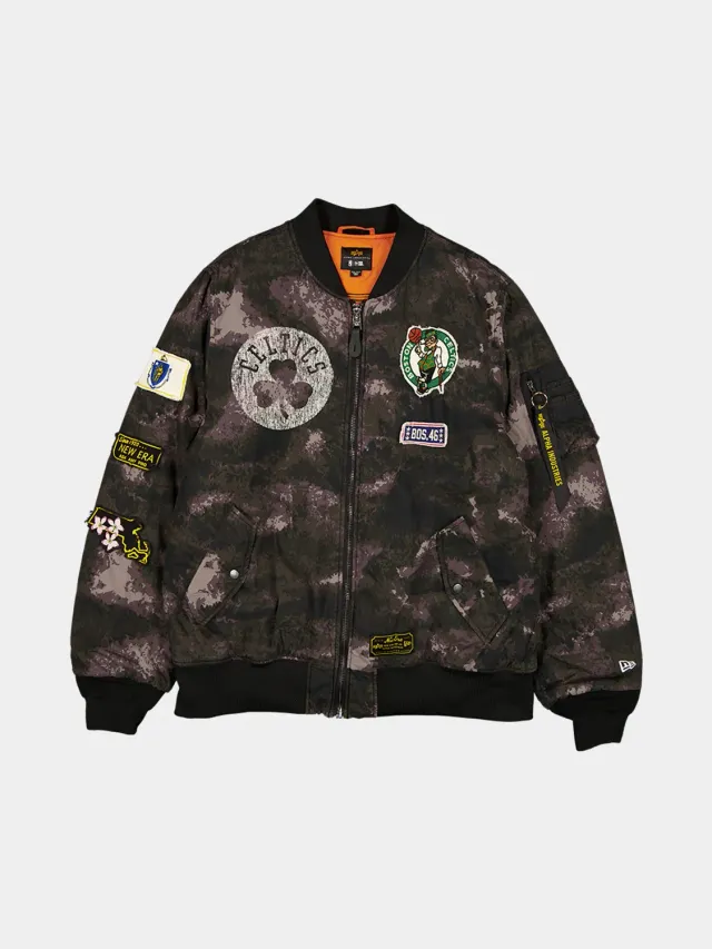 Alpha Celtics New Era MA-1 bomber Black Camo