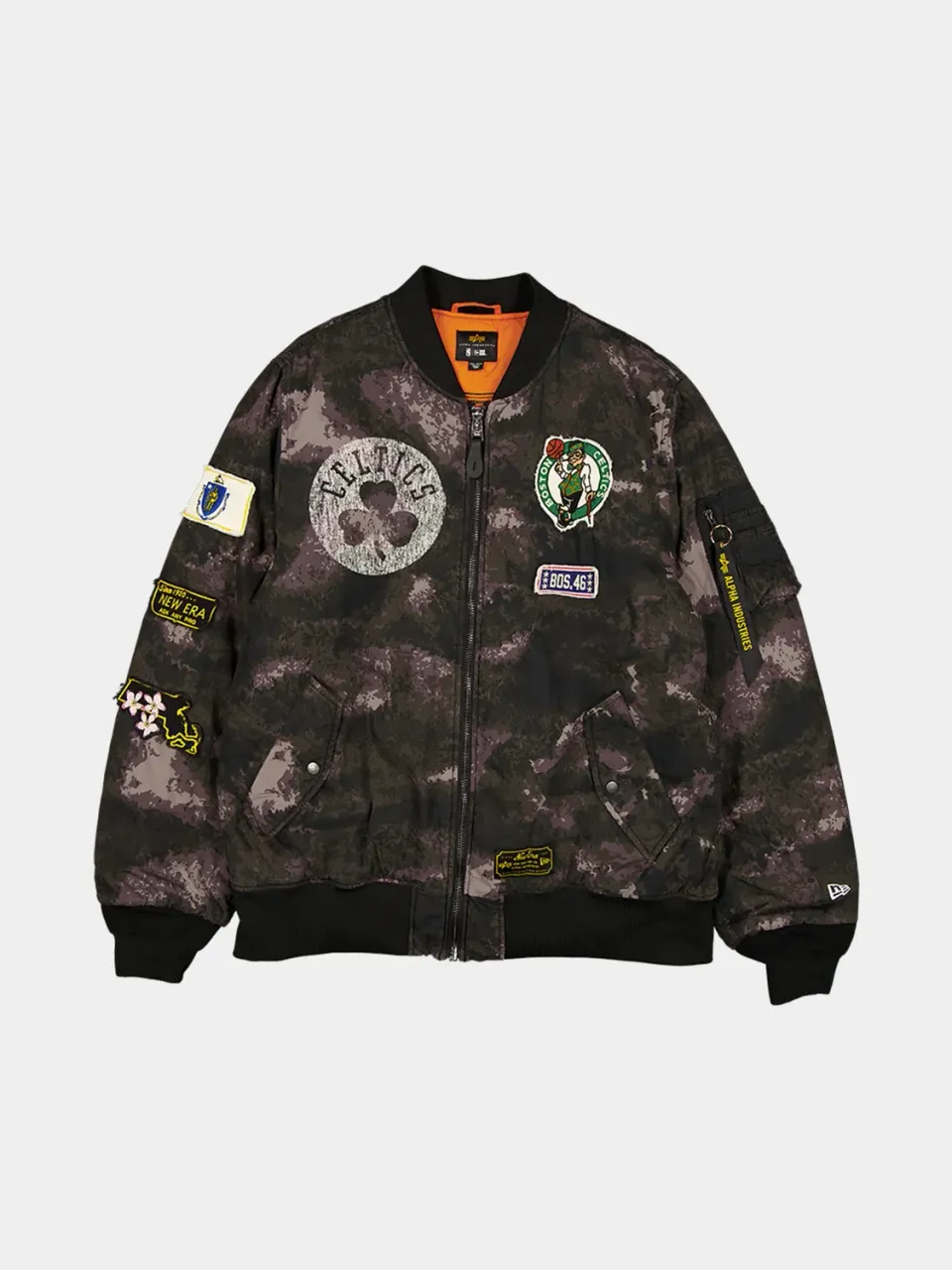 Alpha Celtics New Era MA-1 bomber Black Camo