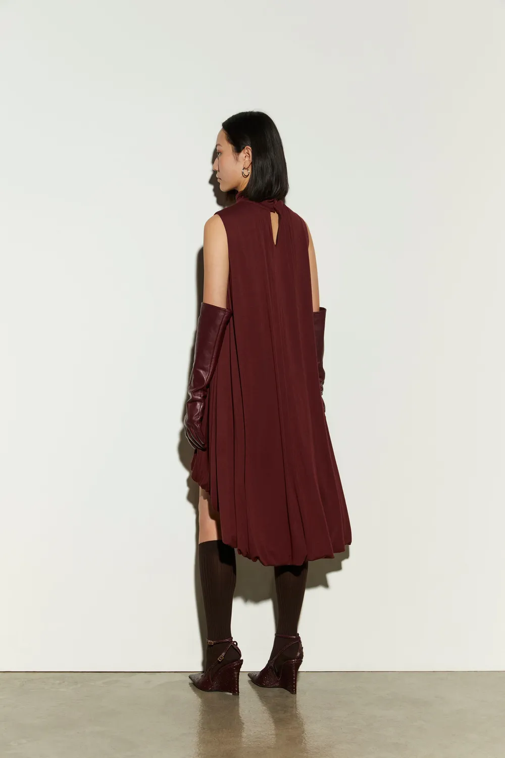 Isabelle Blanche rochie asimetrică Burgundy din lână