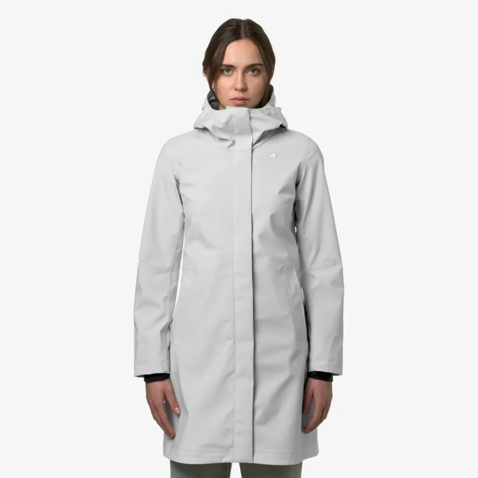 K-Way Stephy Bonded Jersey geaca 3/4 dama alba impermeabila