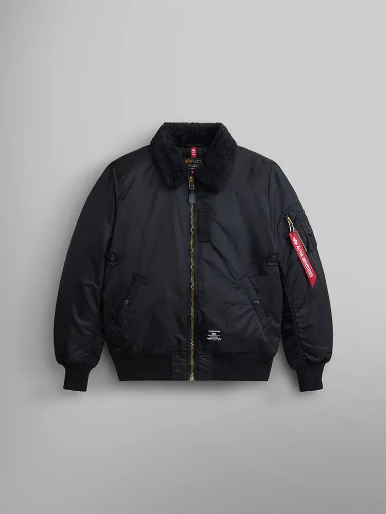 Alpha Industries B-15 Mod geaca bomber negru guler blana