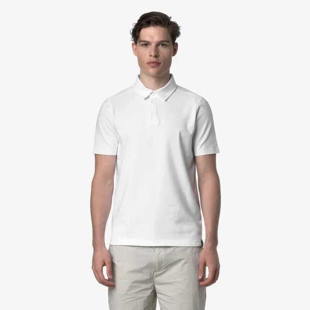 K-Way Vincelle polo barbati alb din bumbac stretch
