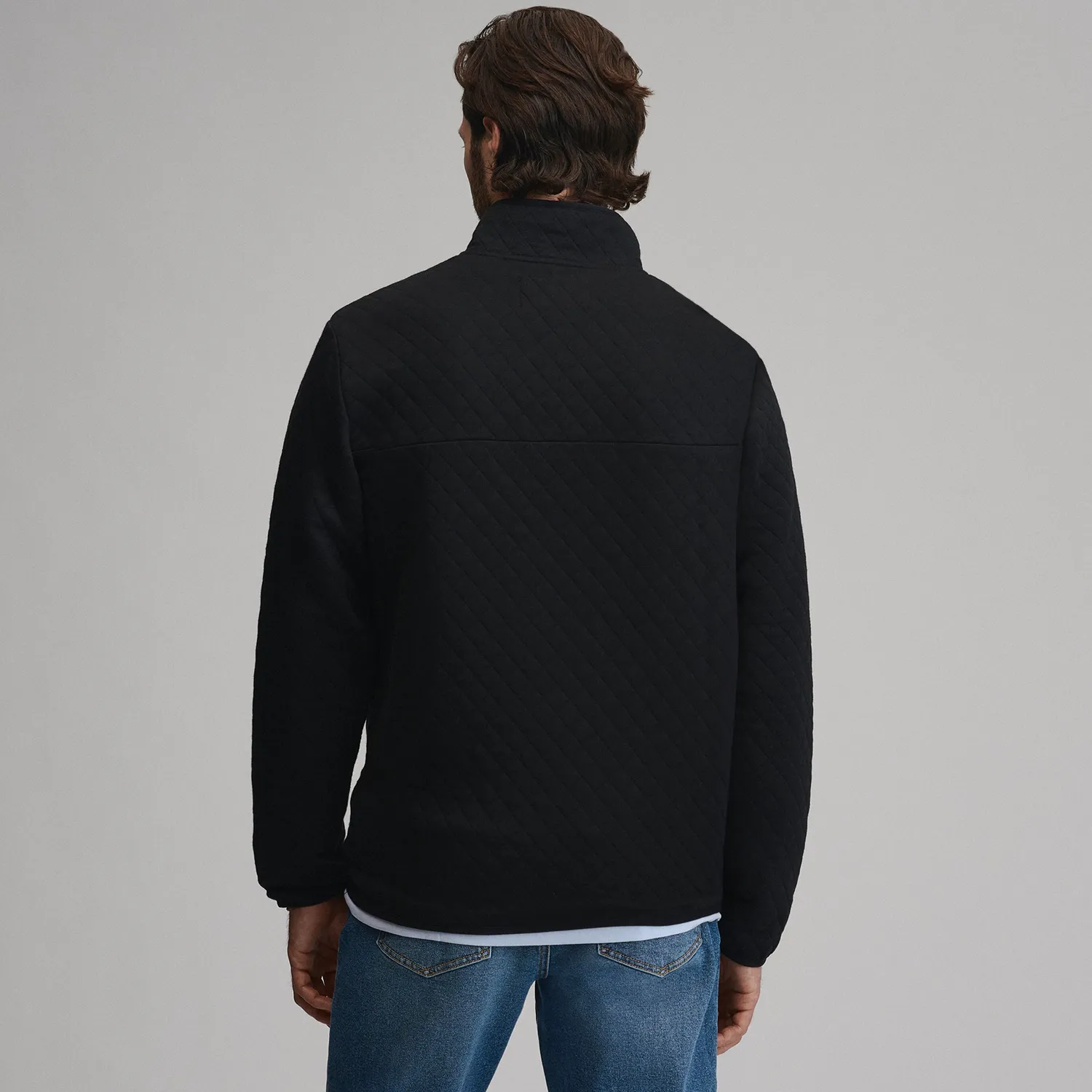 Eddie Bauer Quilted Pulover Barbati Quarter-Zip Negru
