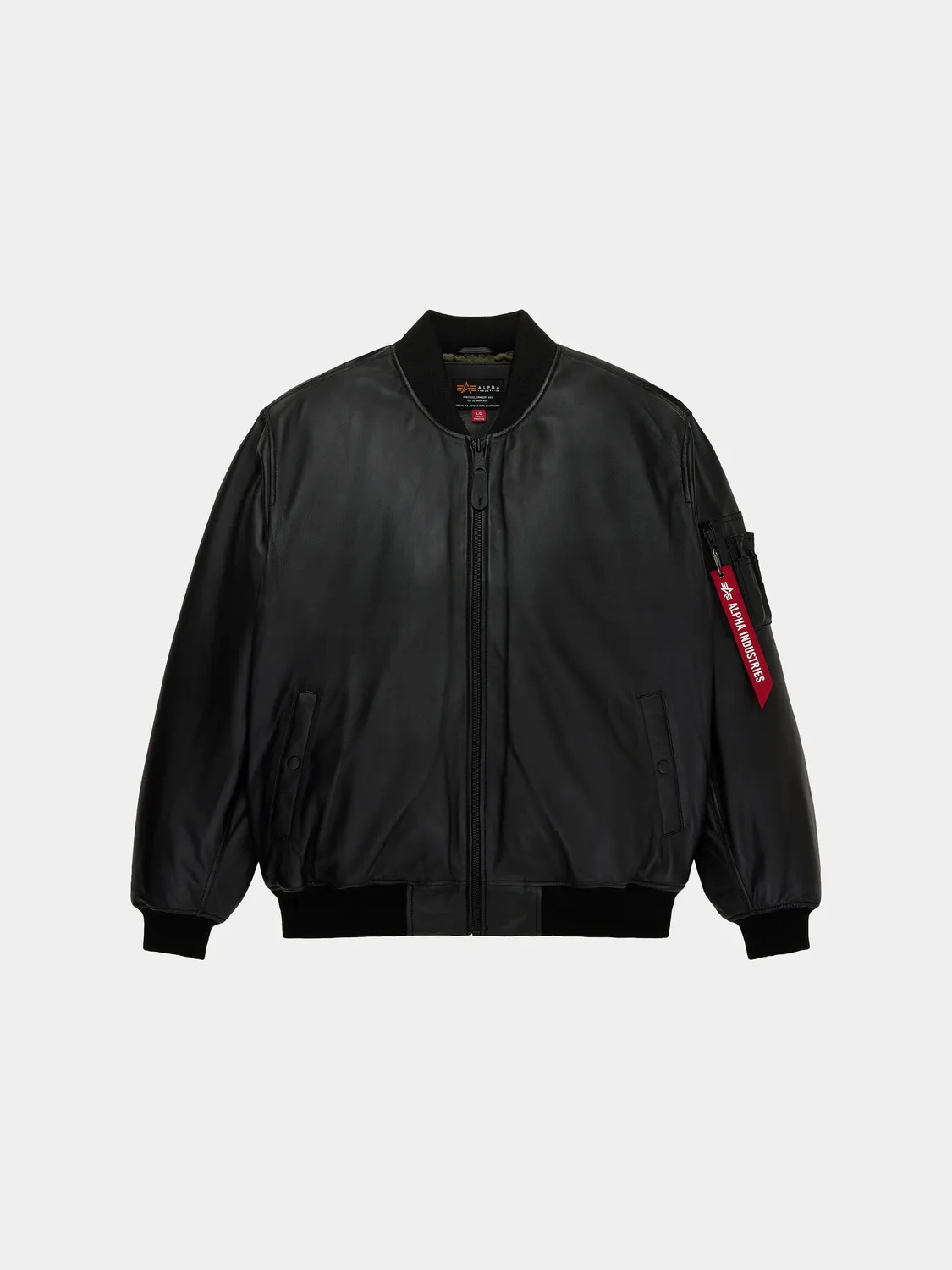 Alpha Industries MA-1 Leather Bomber geacă piele neagră călduroasă