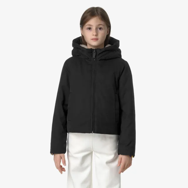 K-Way Olga Twill Fur geaca fete negru calduroasa
