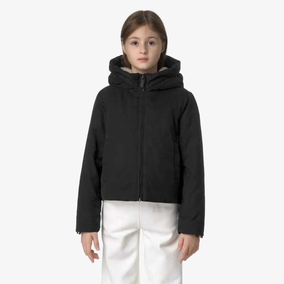 K-Way Olga Twill Fur geaca fete negru calduroasa