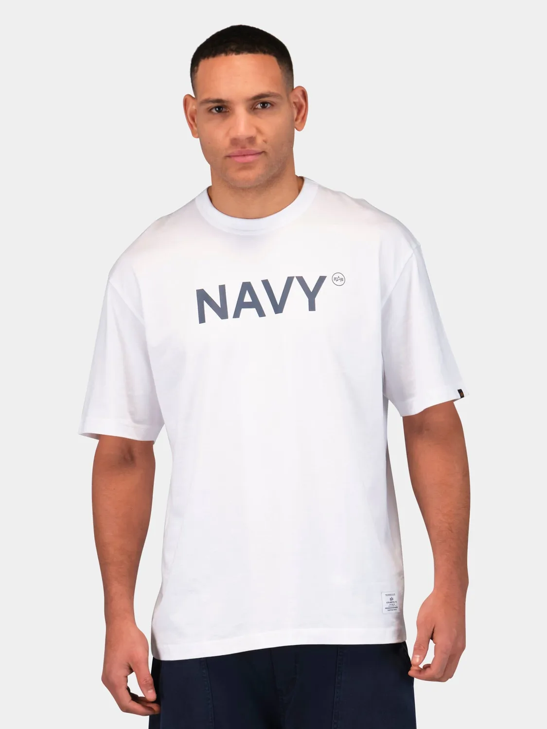 Alpha Industries Relaxed Navy Tee tricou alb bumbac