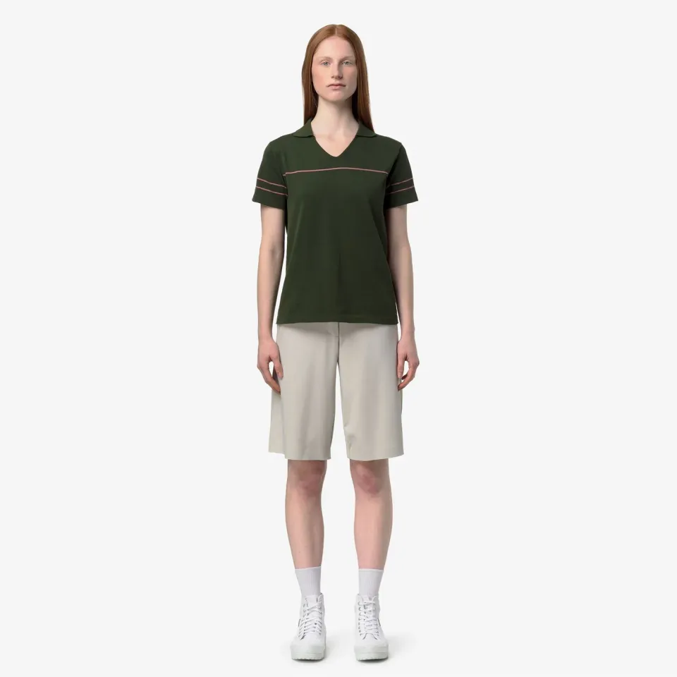 K-Way Mazardy Stripes polo dama verde dungi fine
