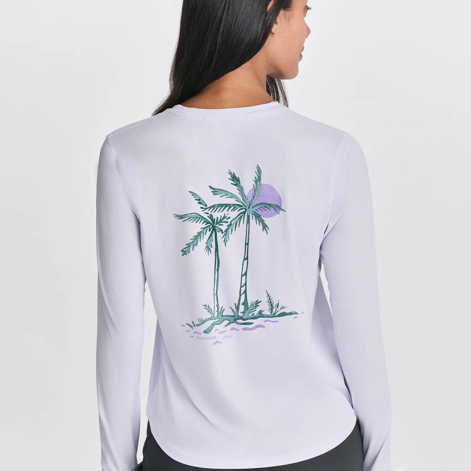 Eddie Bauer Solarfoil Pullover Print bluza alba protectie UV