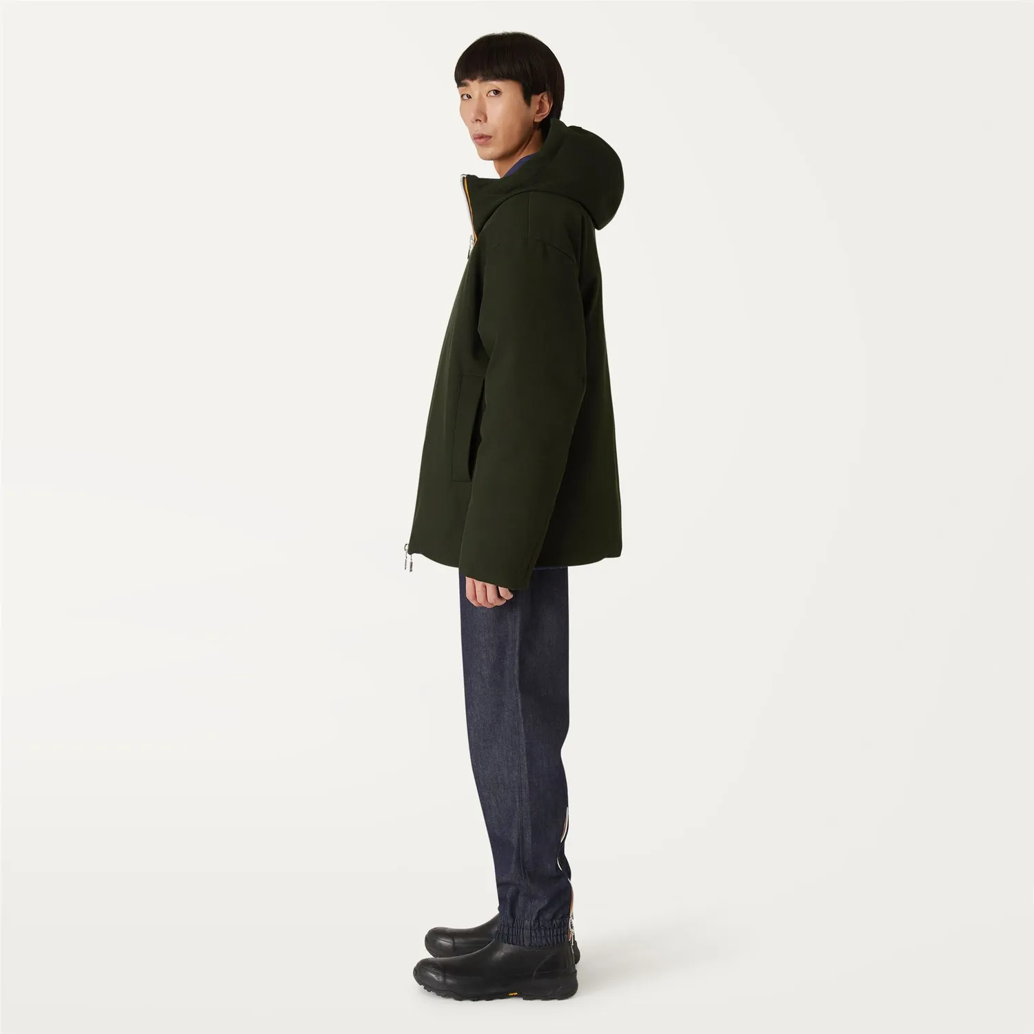 K-Way Eloi Double Wool Stripes geacă verde puf