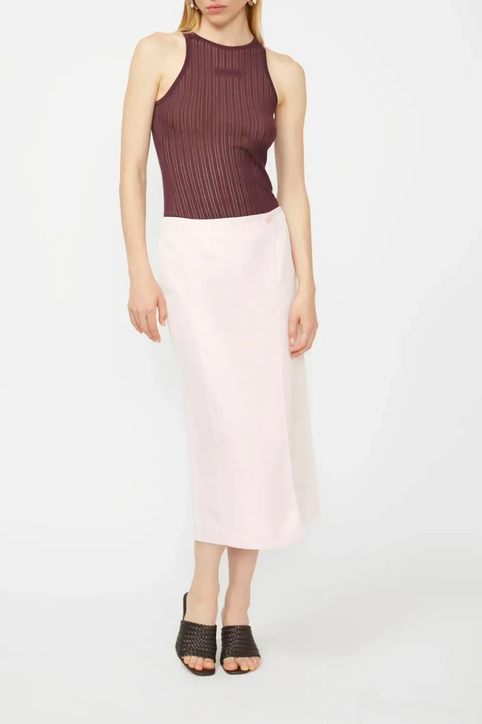 Isabelle Blanche fusta midi pliseuri bleumarin
