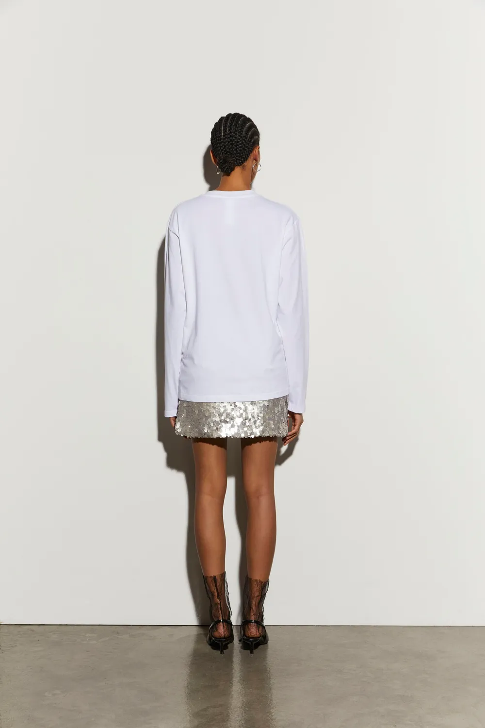 Isabelle Blanche tricou mânecă lungă Egret Black bumbac