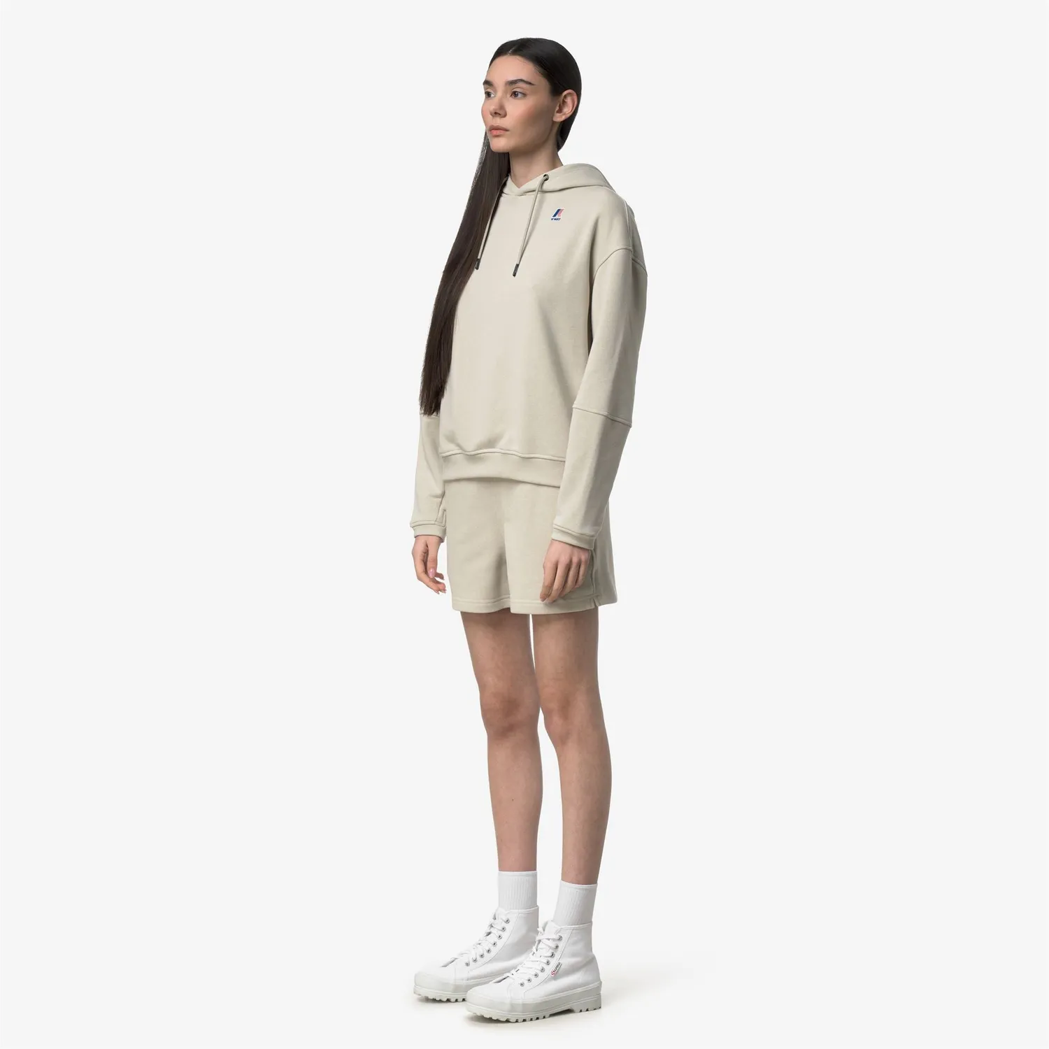 K-Way Ninette Poly Cotton hanorac dama bej gluga usoara