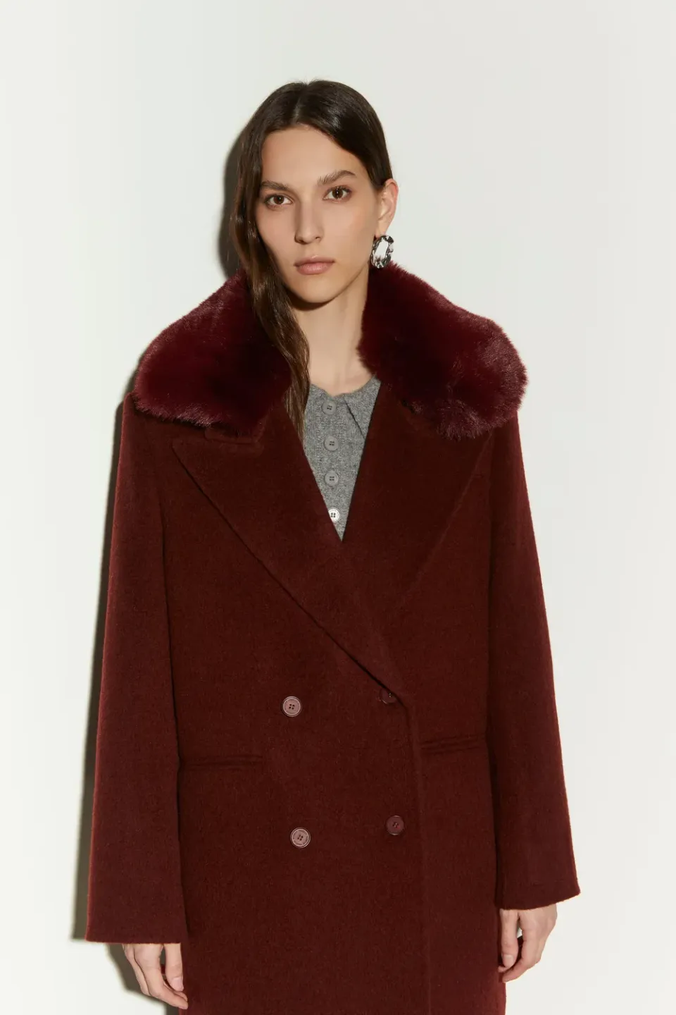 Isabelle Blanche palton burgundy M lana