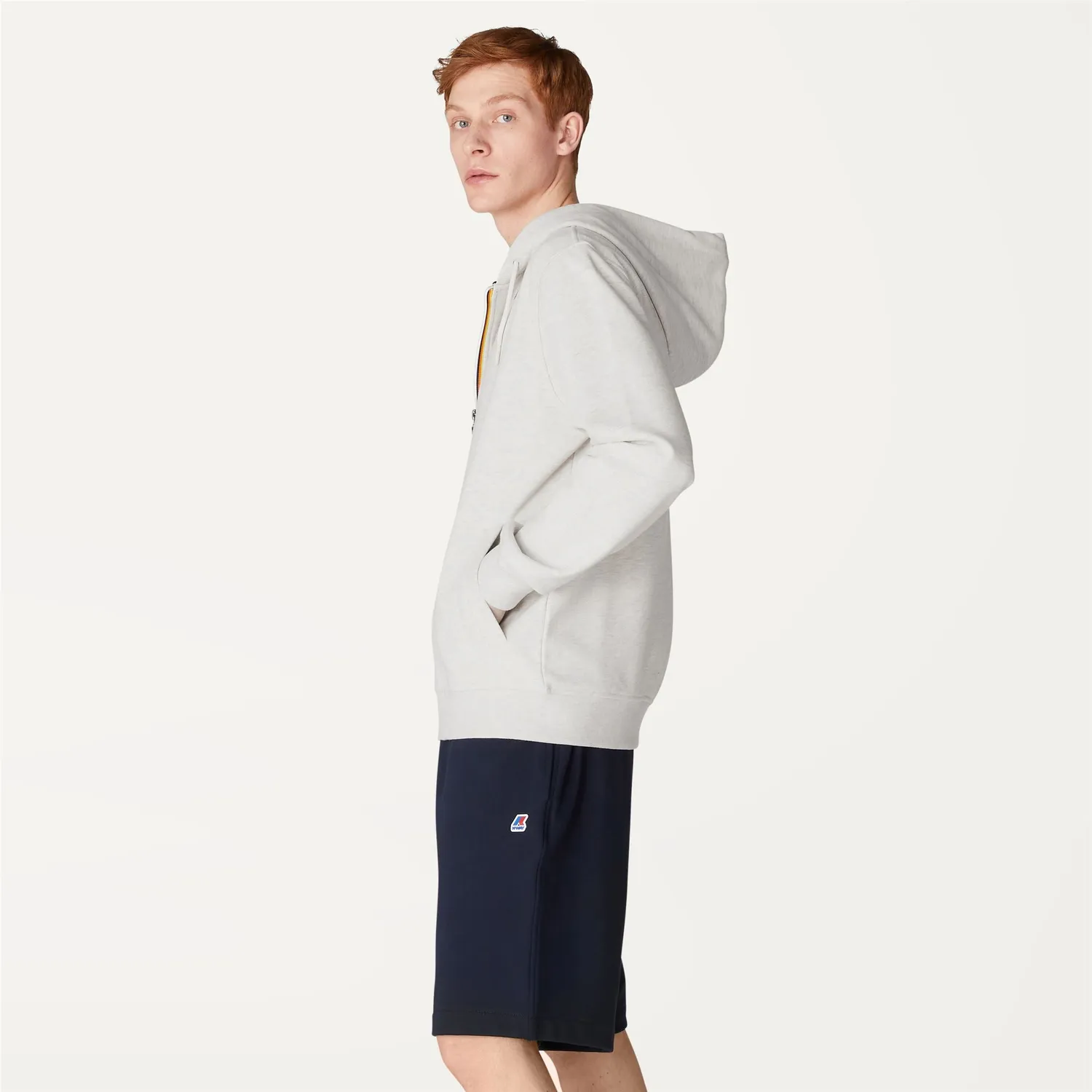 K-Way Anthony hanorac fleece barbati alb melange cu gluga