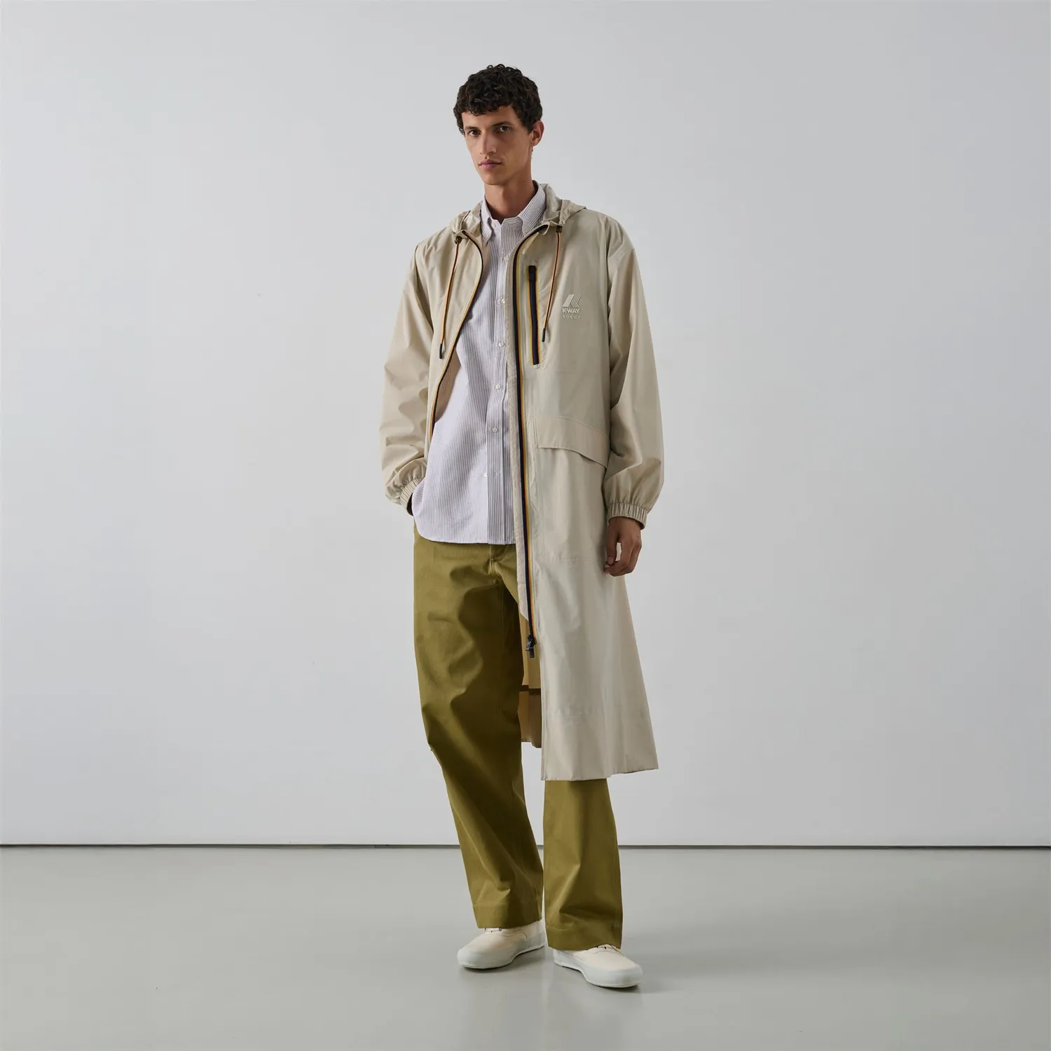 K-Way Pradel trench dama gri supradimensionat impermeabil