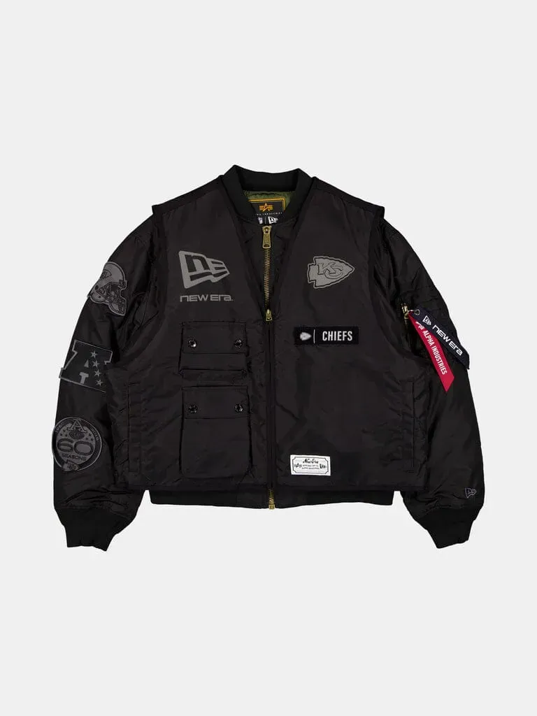 Alpha Industries MA-1 Chiefs vesta bomber neagra 2in1 rezistenta ploaie
