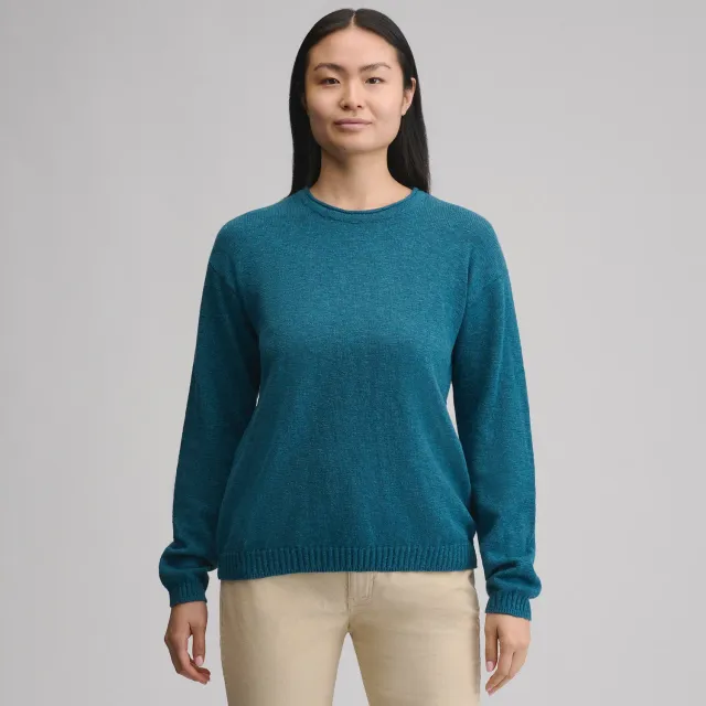 Eddie Bauer Cotton Slub Crew pulover femei albastru bumbac