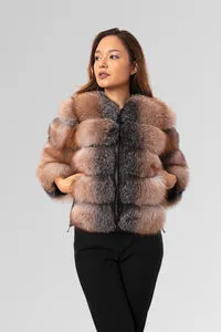 Mareus Haină blană vulpe 259 Brown Frost transformabilă