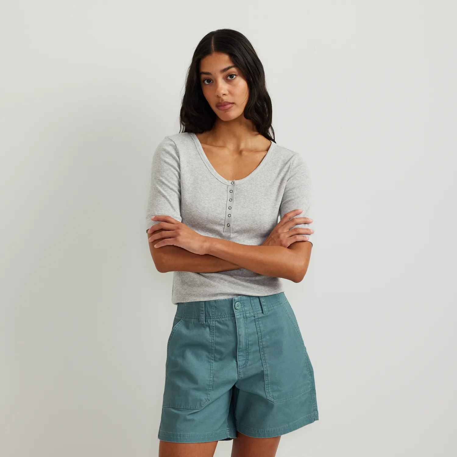 Eddie Bauer Softline Henley damă Sage cu capse