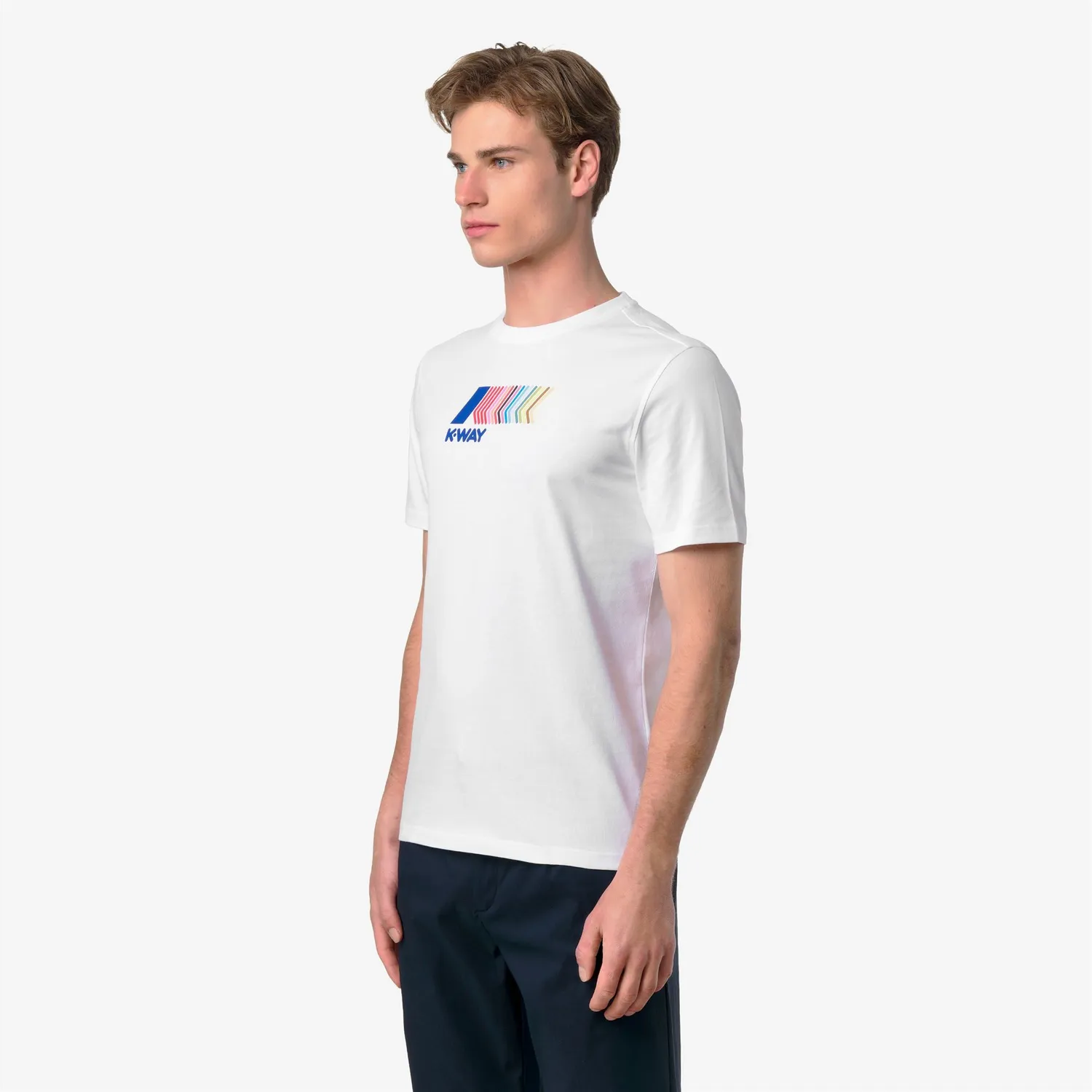 K-Way Odom Iconic Front tricou barbati alb slim bumbac