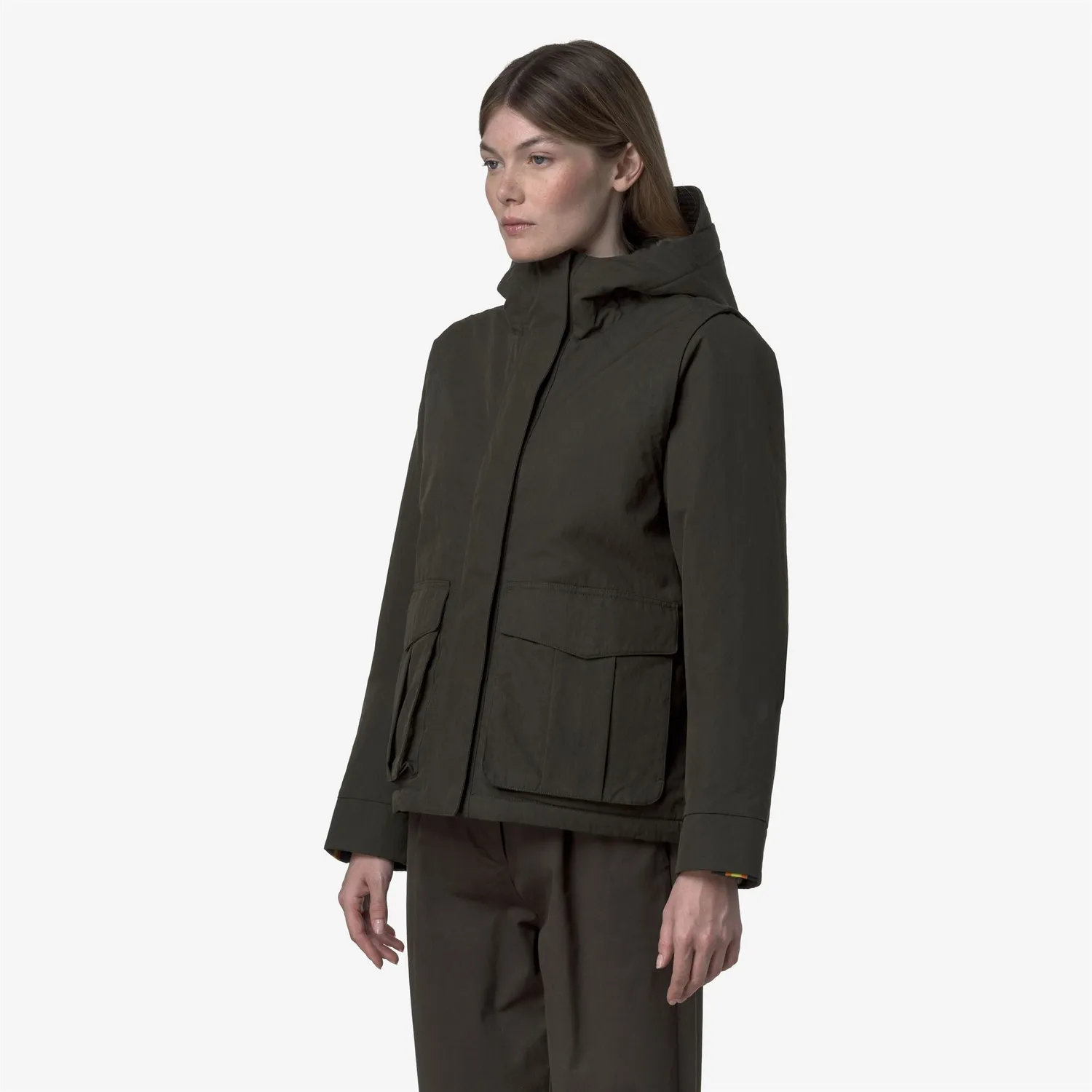 K-Way Ideler Cotton Feel parka dama verde scurta