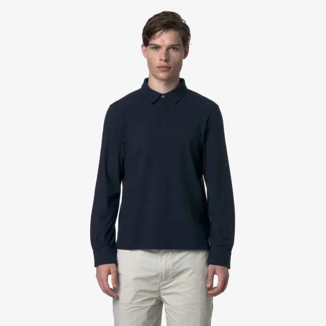 K-Way Tibere Ice Cotton polo barbati albastru maneca lunga